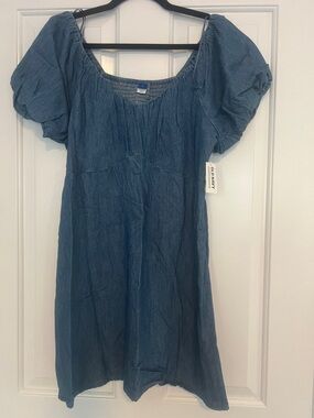 Old Navy Denim-Style Blue Puff-Sleeve Sundress